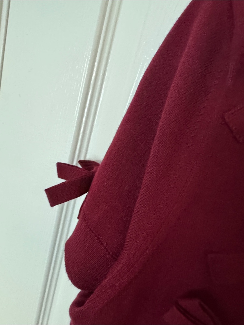 Maeve Maroon Bow-Accent Short Sleeve Cardigan - Picture 5 of 6